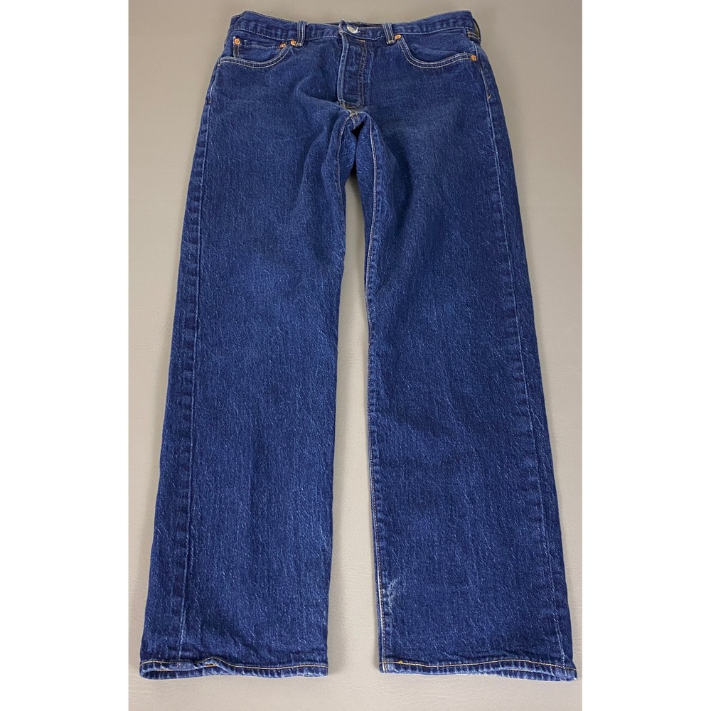 Levis Premium 501 93 Straight Jeans Men's 34x32 -Fit 34x30 Dark Blue Button Fly